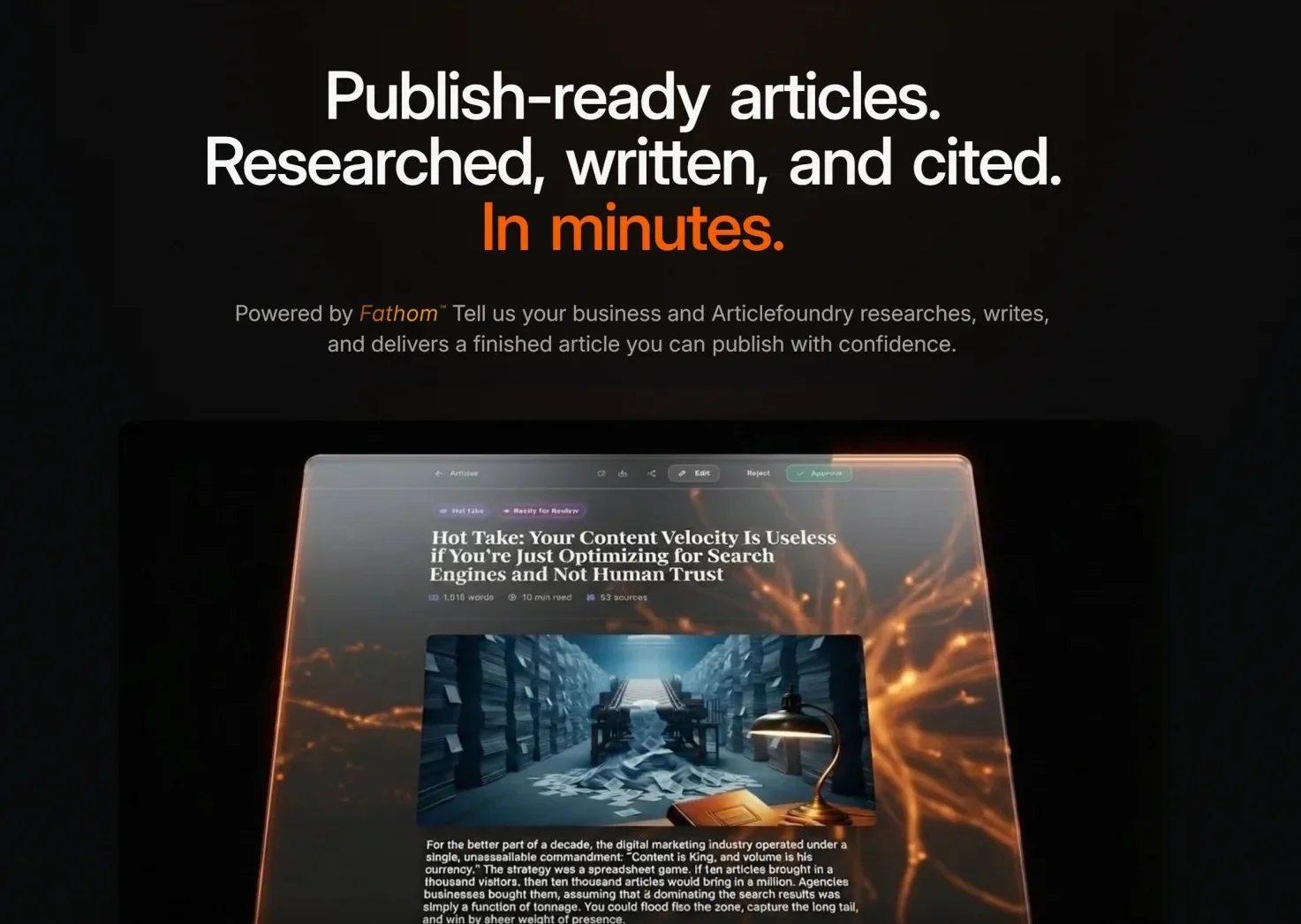 Article Foundry — the production platform